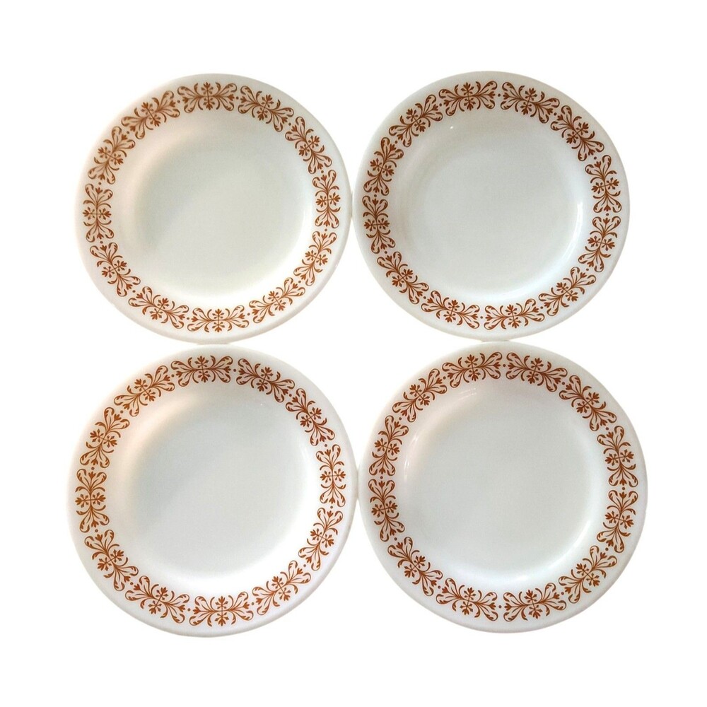 Vintage 60-70s Corning Decor Dinnerware Copper Filigree 7 1/4" Bread Plates 711